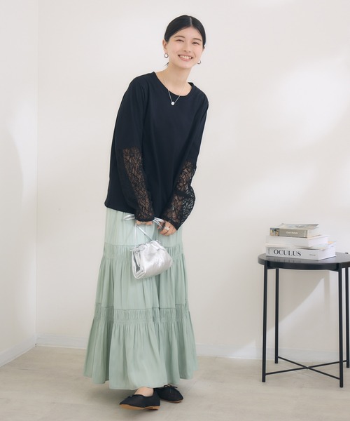 tシャツ 「KATHARINE ROSS」日本製 スクエアレース袖デザインプルオーバー レディース KATHARINE ROSS tシャツ 「KATHARINE ROSS」日本製 スクエア