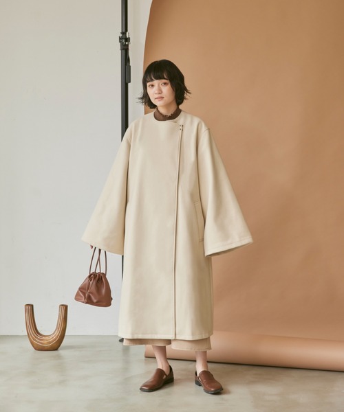 「moi tytto」 ノーカラーコート SMALL ナチュラル レディース_画像7