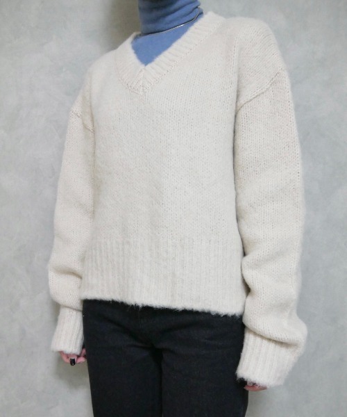 「Reurie'」 Vネックニット FREE ベージュ レディース_画像6