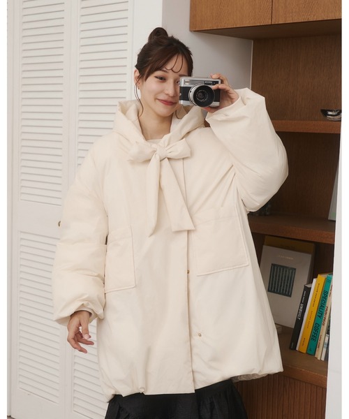 moi tytto（モイテュット） ブルゾン アウター 取り外しフード付き中綿