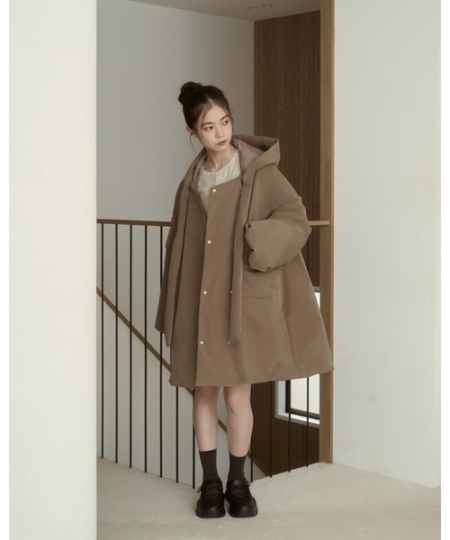 moi tytto（モイテュット） ブルゾン アウター 取り外しフード付き中綿