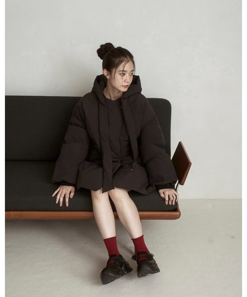 moi tytto（モイテュット） ブルゾン アウター 取り外しフード付き中綿