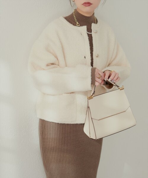 「natural couture」 ニットカーディガン FREE チャコールグレー レディース_画像3