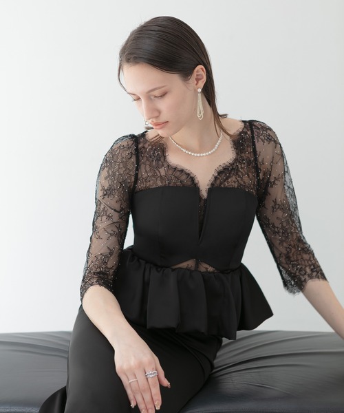 Leja（レジャ） ドレス 「LEJA LUXE」レースストーンペプラム