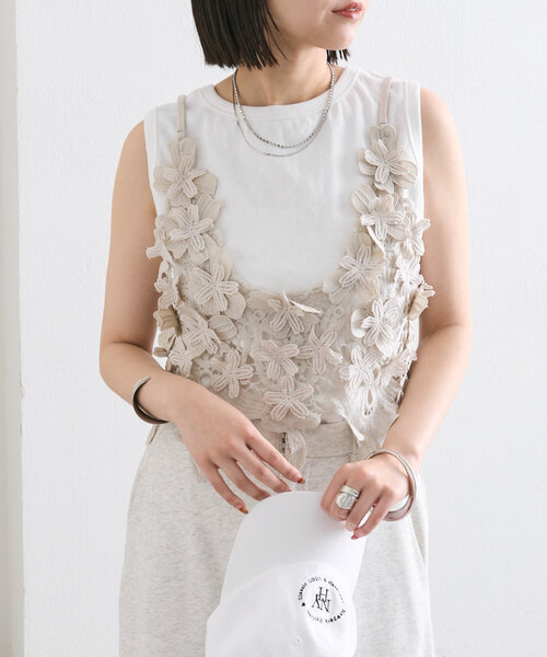 ROSARYMOON キャミソール Flower Satin Cami Dress - ROSARYMOON OFFICIAL WEB STORE