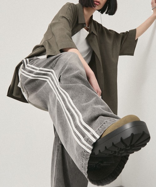 ジーンズ 「Alfred Alex」Vintage Side-Line Wide Denim Pants/サイド