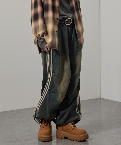 ジーンズ 「Alfred Alex」Vintage Side-Line Wide Denim Pants/サイド