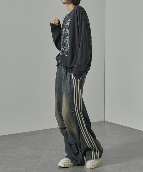 ジーンズ 「Alfred Alex」Vintage Side-Line Wide Denim Pants/サイド