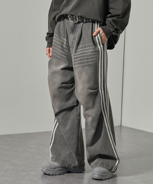 ジーンズ 「Alfred Alex」Vintage Side-Line Wide Denim Pants/サイド