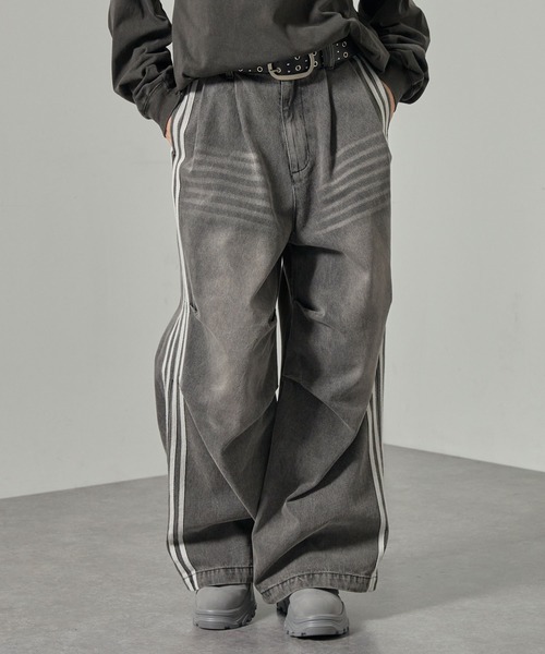 ジーンズ 「Alfred Alex」Vintage Side-Line Wide Denim Pants/サイド