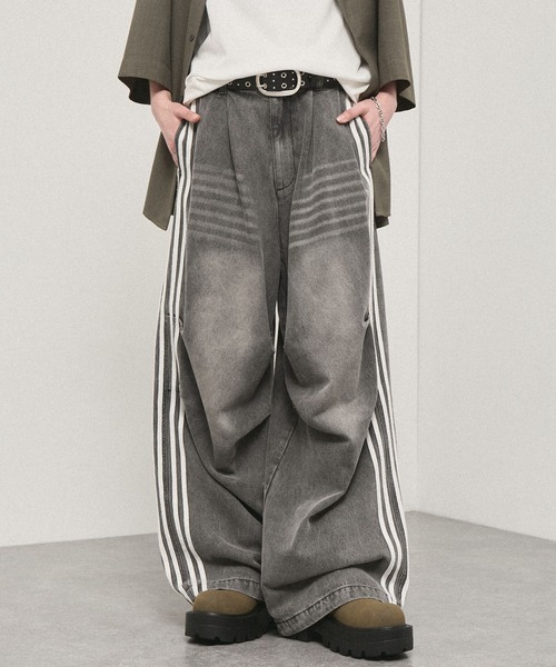 ジーンズ 「Alfred Alex」Vintage Side-Line Wide Denim Pants/サイド