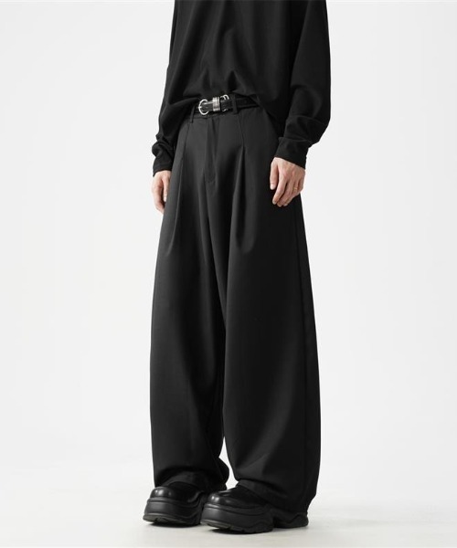 古着 リネンスラックス タックパンツ 極太 ワイドパンツ ストリート ワンフォークロージング 1111clothing スラックス メンズ 大きい
