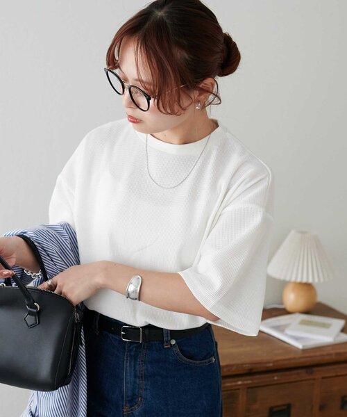 「DISCOAT」 半袖Tシャツ MEDIUM ピンクベージュ レディース
