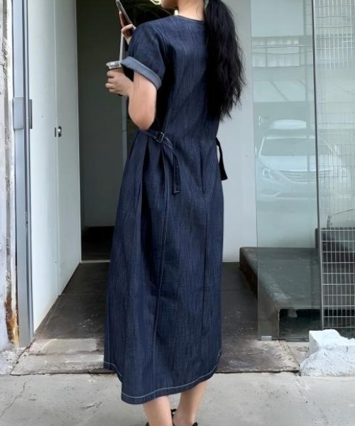 Aelina ワンピース バックファスナー付きデニムワンピース : ZOZOTOWN