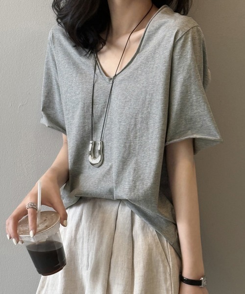 miniministore tシャツ vネックtシャツ レディース 綿100