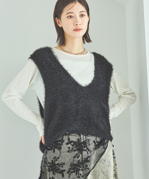 eLLa selectshop ボアシャギーニットジレ　ベスト LAKOLE（ラコレ） ベスト ジレ シャギーニットベスト / 583731