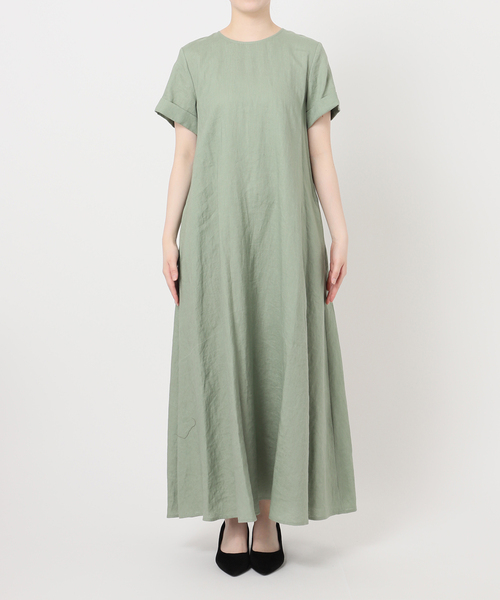 JOURNAL STANDARD リネンハーフスリーブマキシフレアワンピース JOURNAL STANDARD ワンピース 「追加」リネンハーフスリーブ