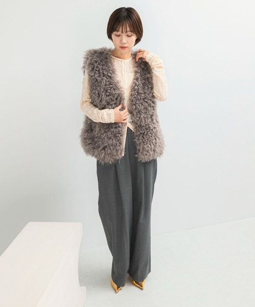 毛皮　ファーベスト　レディース　ジレ　フード　ブランド ベスト ジレ TISSAVELファーベスト レディース : ZOZOTOWN Yahoo