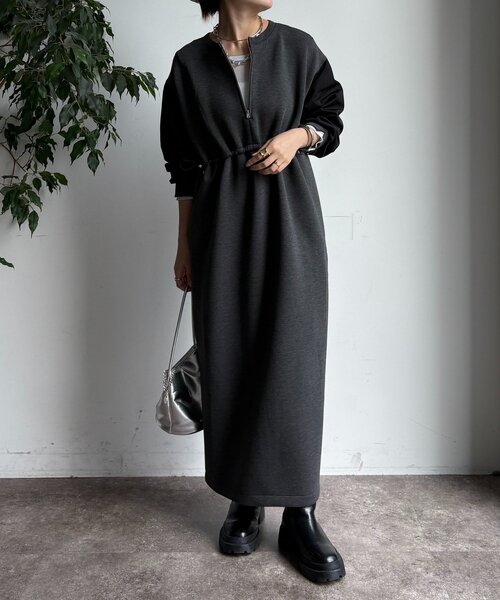 DouDou（ドゥドゥ） ワンピース 袖異素材切替ダンボールワンピース