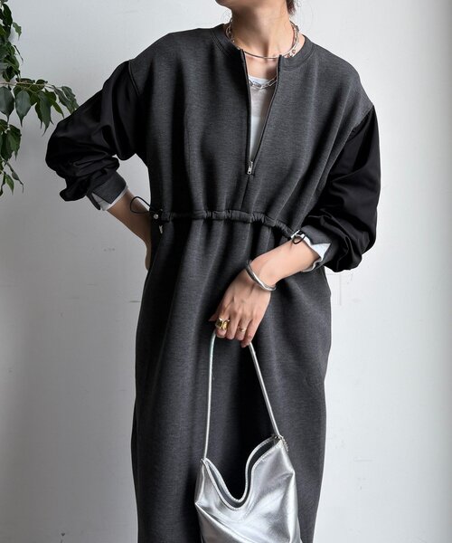 DouDou（ドゥドゥ） ワンピース 袖異素材切替ダンボールワンピース