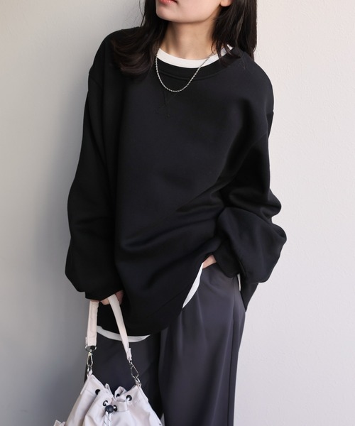 ap retro トレーナー スウェット レイヤード風裏起毛Bigトレーナー