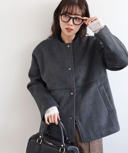le.coeur blanc（ルクールブラン） ノーカラーコート コート ニット