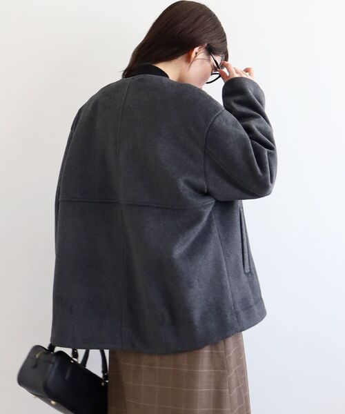 le.coeur blanc（ルクールブラン） ノーカラーコート コート ニット