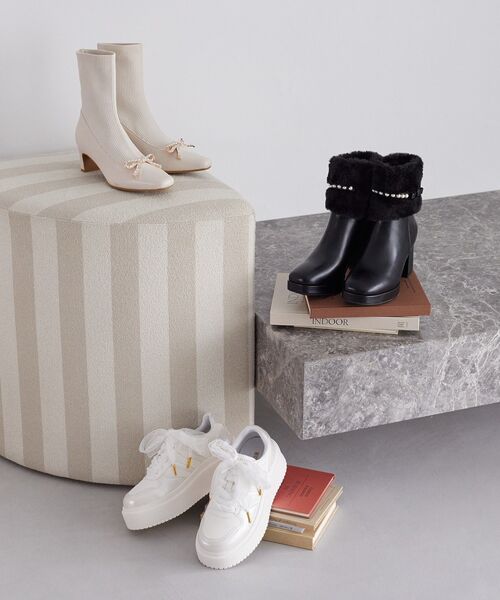 Maison de FLEUR（メゾンドフルール） ブーツ リボンビジューニット