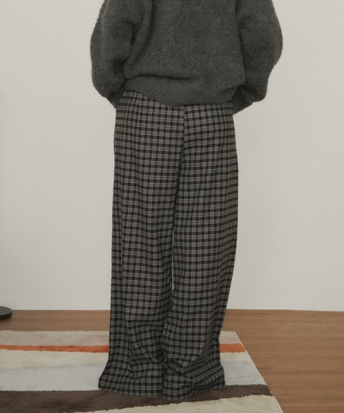 MERLOT（メルロー） パンツ 「ウエスト総ゴム」ウールタッチギンガム