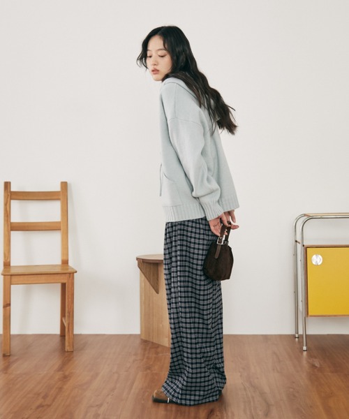 MERLOT（メルロー） パンツ 「ウエスト総ゴム」ウールタッチギンガム