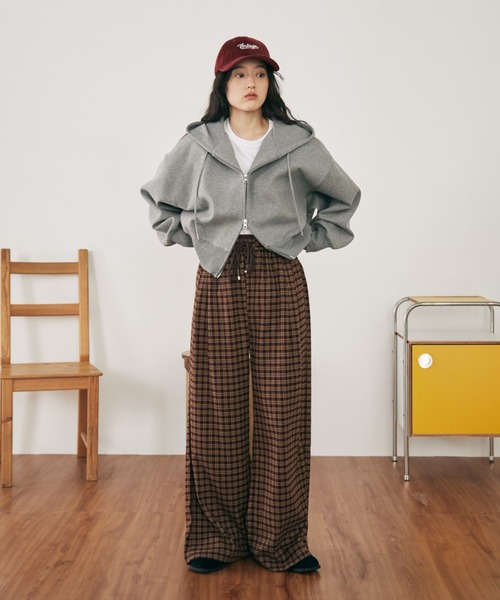 MERLOT（メルロー） パンツ 「ウエスト総ゴム」ウールタッチギンガム