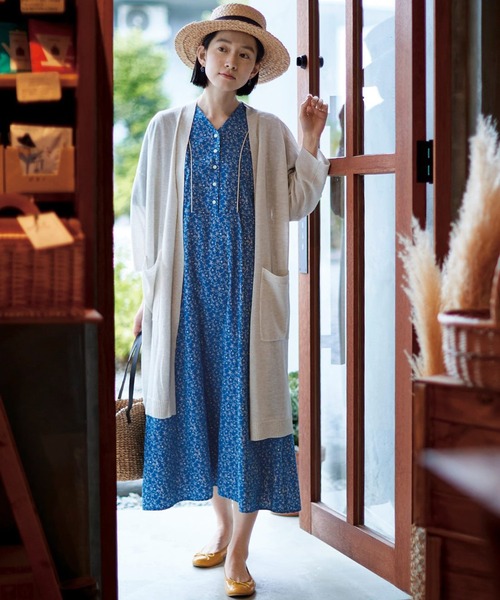 「Sunny clouds」 半袖ワンピース MEDIUM ブルー レディース_画像2