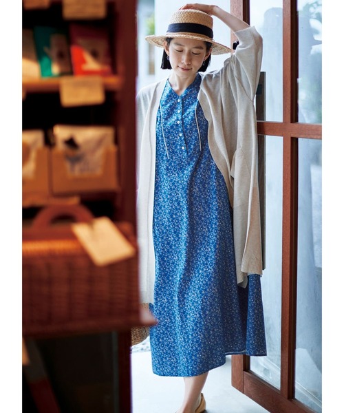 「Sunny clouds」 半袖ワンピース MEDIUM ブルー レディース_画像3