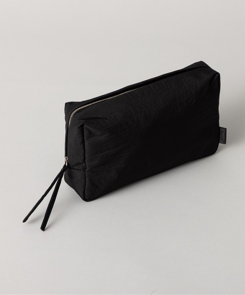ポーチ 「kuros'オリジナル」ふかふか塩縮ナイロン スクエアポーチ 黒