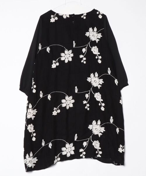 「CAWAII」 「FRENCH PAVE」7分袖ワンピース X-LARGE ブラック×ホワイト レディース_画像2