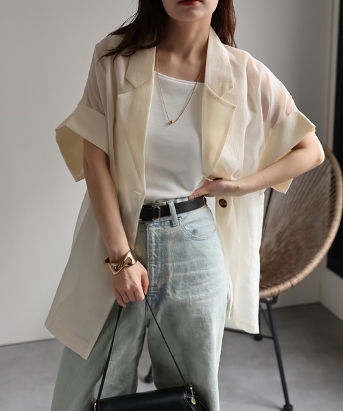 「ap retro」 テーラードジャケット FREE グレイッシュベージュ レディース_画像2