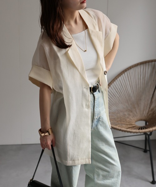 「ap retro」 テーラードジャケット FREE グレイッシュベージュ レディース_画像3