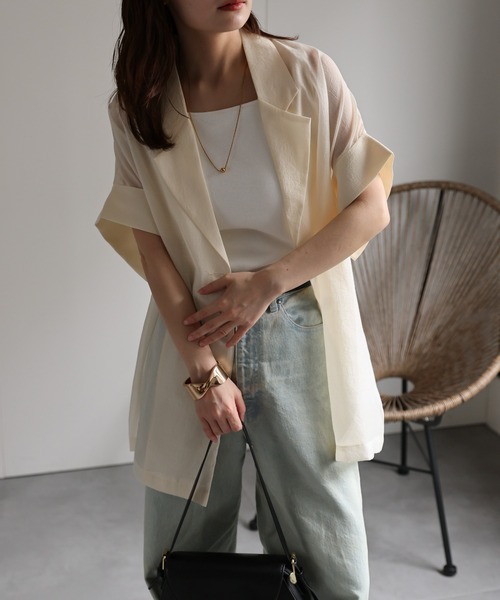 「ap retro」 テーラードジャケット FREE グレイッシュベージュ レディース_画像4