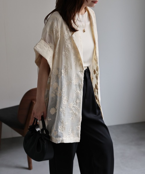 「ap retro」 テーラードジャケット FREE グレイッシュベージュ レディース_画像6