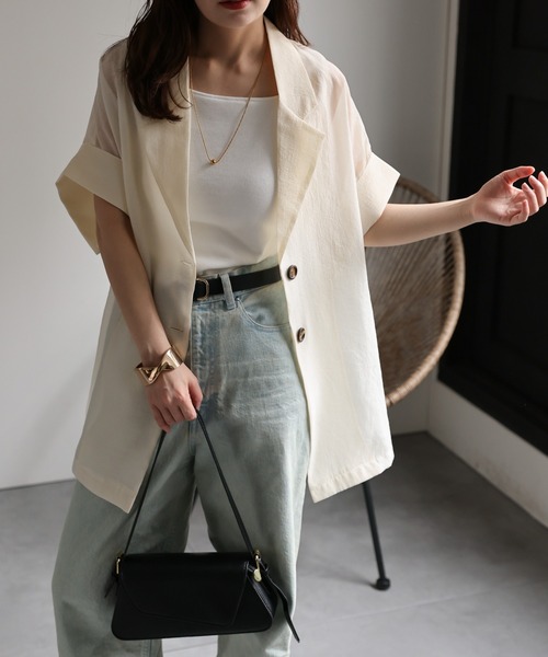 「ap retro」 テーラードジャケット FREE グレイッシュベージュ レディース_画像7