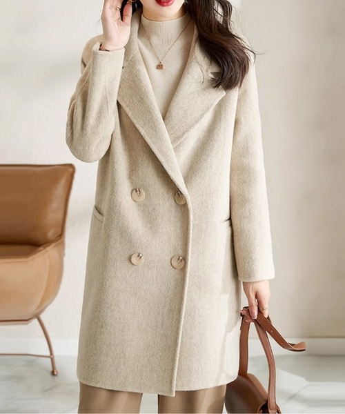 コート チェスターコート ミドル丈ダブルボタンチェスターコート