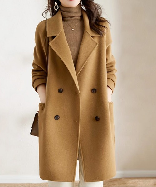 コート チェスターコート ミドル丈ダブルボタンチェスターコート