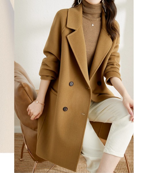 コート チェスターコート ミドル丈ダブルボタンチェスターコート