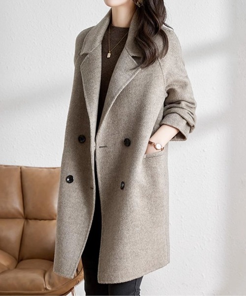 コート チェスターコート ミドル丈ダブルボタンチェスターコート