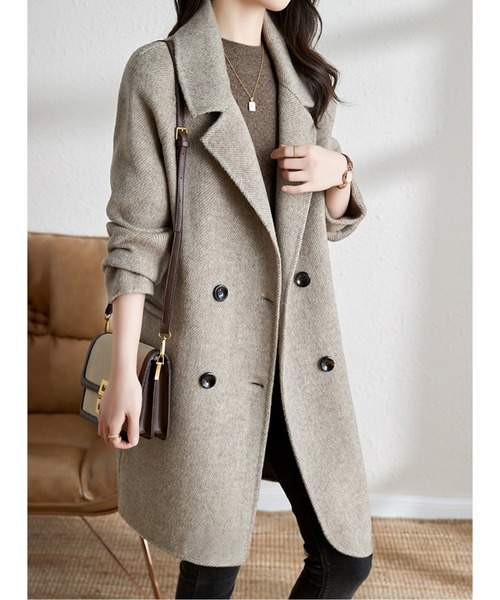 コート チェスターコート ミドル丈ダブルボタンチェスターコート