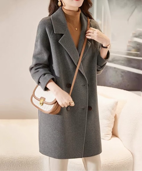 コート チェスターコート ミドル丈ダブルボタンチェスターコート