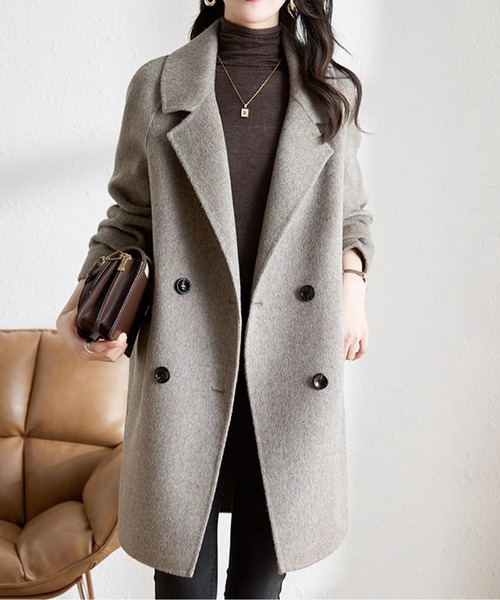 コート チェスターコート ミドル丈ダブルボタンチェスターコート