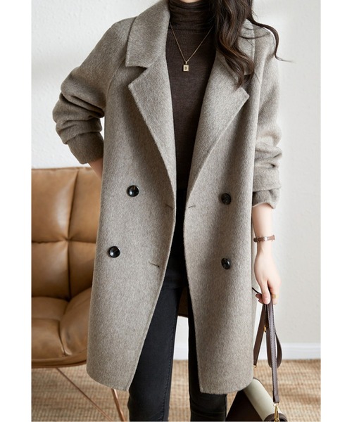 コート チェスターコート ミドル丈ダブルボタンチェスターコート