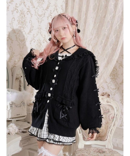 NOEMIE（ノエミー） カーディガン メニーリボンケーブルセーラカーデ