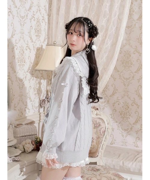 NOEMIE（ノエミー） カーディガン メニーリボンケーブルセーラカーデ